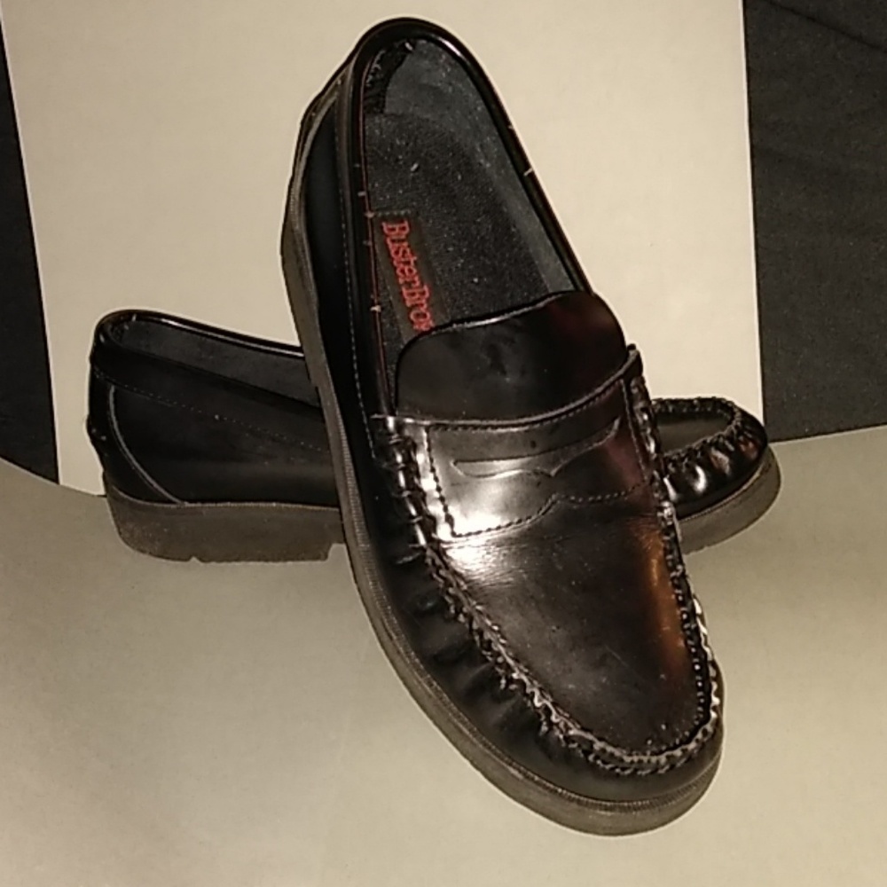 Boys slip-on penny loafers black dress shoe size 4